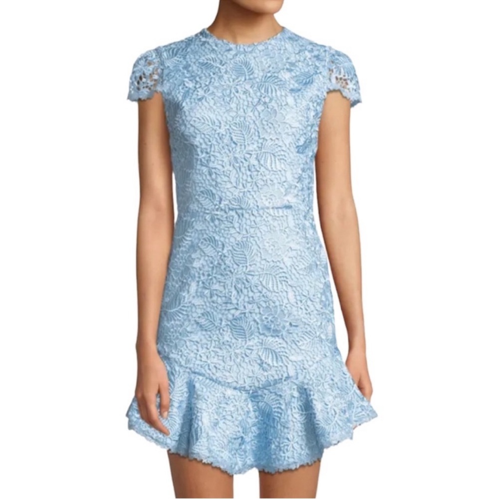 Alice + Olivia REVOLVE RAPUNZEL Mini lace dress in icy blue sz 6